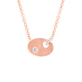 0.06ct 14k Rose Gold Diamond Oval Necklace
